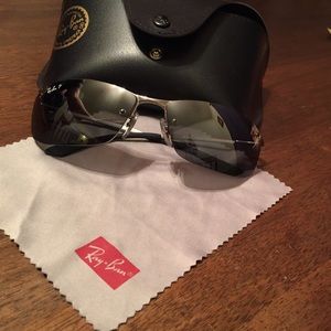 Ray ban rimless gunmetal sunglasses